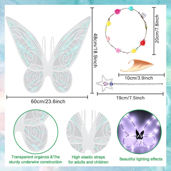 Glitter Fe Vinger til Voksne, LED Pandebånd til Karneval og Temafester Stjerneklart Hvid Stjerneklart Hvid_xx Star white Star white