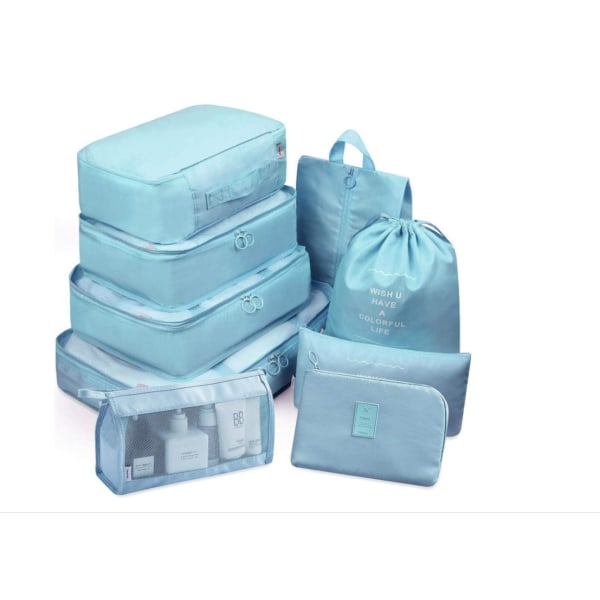 Pakkekuber Rejsebagage-pakke-arrangører sæt med toilettaske (9 stk)