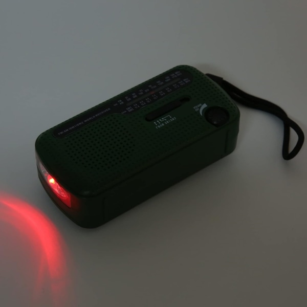 AM/FM/SW1/SW2 Handvev & Solcellsradio, Batteridriven Radio med LED-ficklampa, Solcellsradio