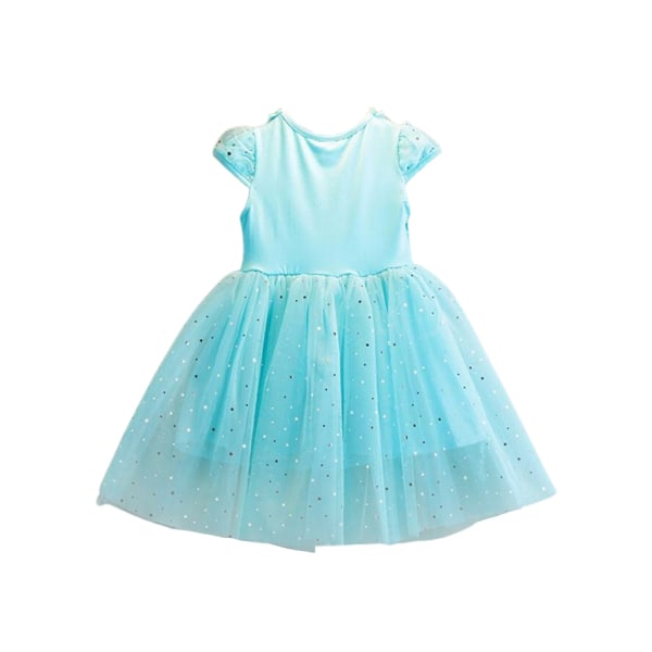 Joulutyttö Elsa Anna Frozen Princess Fancy Dress Cosplay vaaleansininen light blue 140 cm