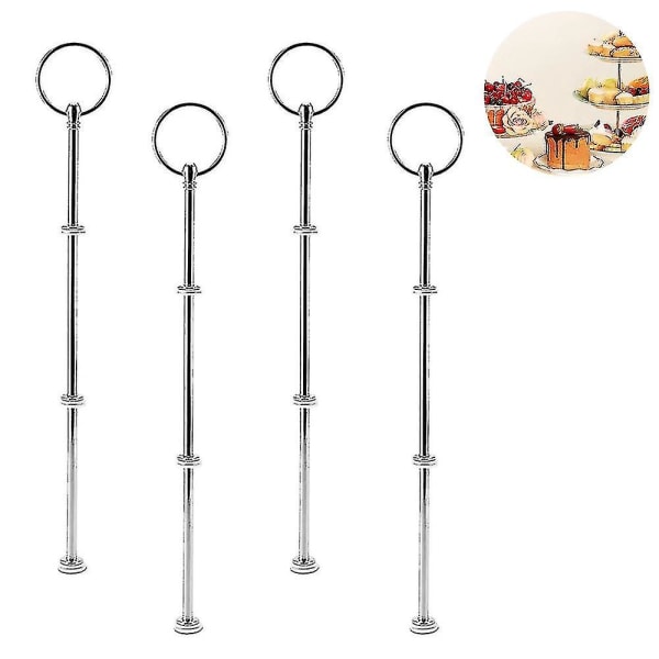4 Set 3 Tier Cake Stand Hardware,tiered Tray Hardware 3 Tier Cake Stand--silver