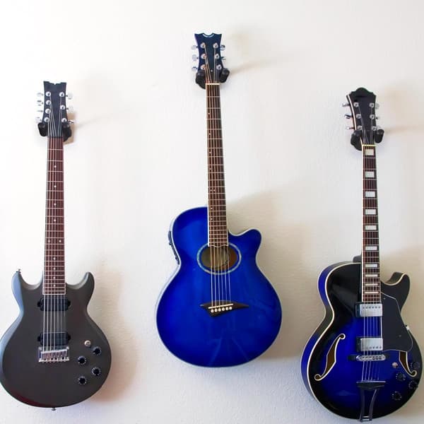 2-pack gitarrväggfästen - Metallväggkrokar för akustisk elbas - Instrumentdisplay och förvaringshållare