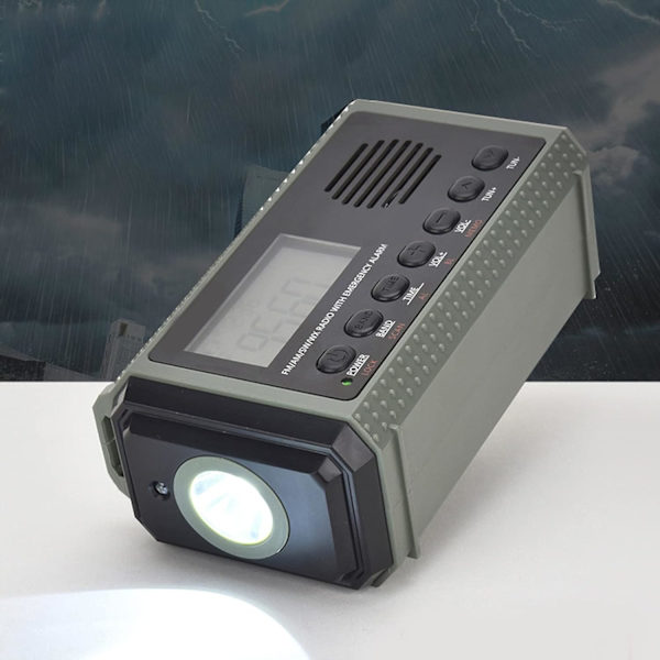 Nødradio FM AM SW WX 10000mAh Solcelleopladning, Nød Håndsving Radio