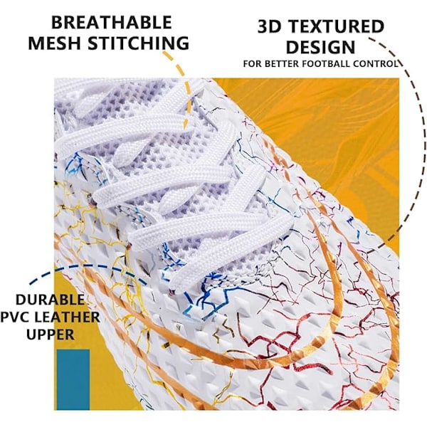 Herr Fotbollsskor, Bekväma Utomhus- och Inomhusskor för Pojkar, Studdade Sneakers med Hög Grepp, Vit white EU40