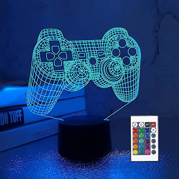 3D Gamepad Lampe Spillkonsoll Nattlys 3D Illusjonslampe For Barn, 16 Farger Endres Med Fjernkontroll, Spillrom Gamer Gave, Barneromsdekor