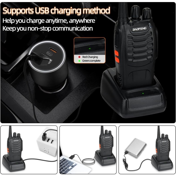 Baofeng Walkie Talkies for Voksne Lang rekkevidde Walkie Talkie med ørepropp Oppladbar 2-veis radioer Håndholdt