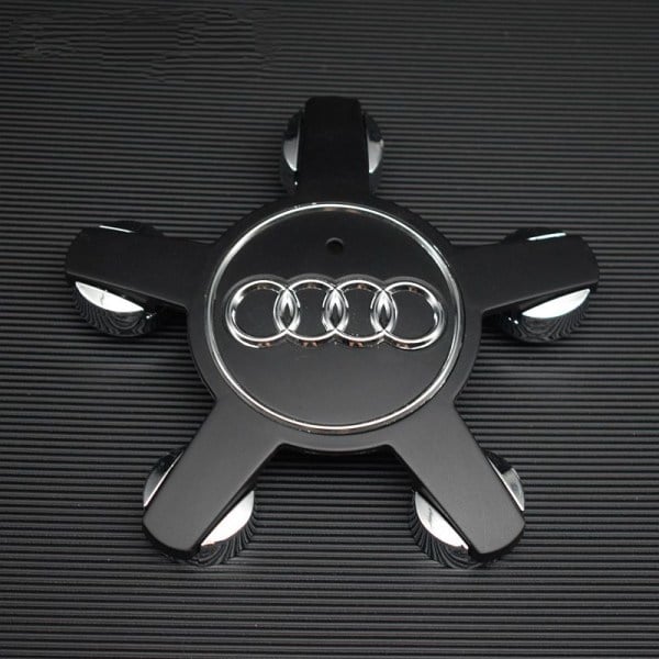 Passar till Audi 134mm femklor täckhjulnavlogotyp A6 A4L-Audi 5-klor konvex sub-svart (fyra pack)