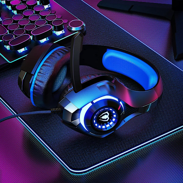 Gaming Headset til PS4 PS5 PC Xbox One - Dyb Bas med Støjreduktion