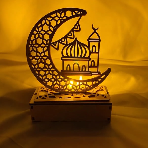 3 stk Ramadan lanterne LED tre månestjernelys dekorasjon Ramadan Eid hjemmeinnredning Ramadan dekorasjon Type4+Type5+Type6