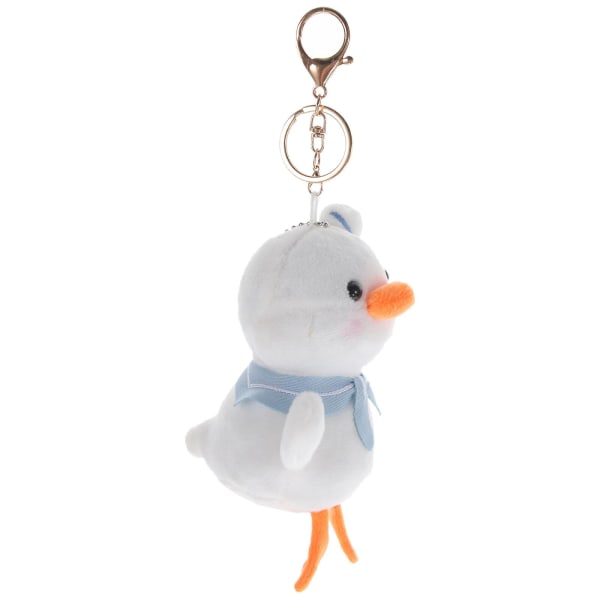 2pcs Plush Duck Keychains Backpack Hanging Keyrings Cartoon Duck Keyrings for Kids（14.5x9cm，White）