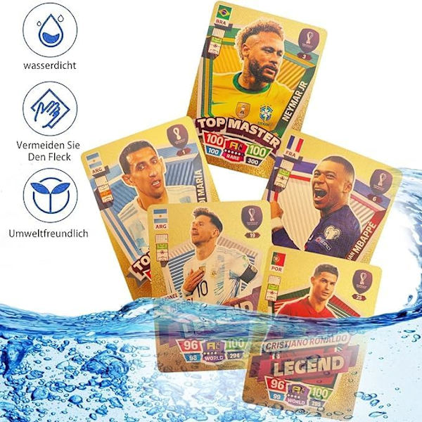 55 stk. 2022/23 VM Fodboldkort, UEFA Champions League, Fodboldkort, Guldfilkort, Ingen Duplikater gold
