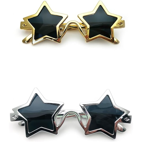 2 stjärnformade solglasögon, pentagramstjärnglasögon, PC-stjärnfestglasögon