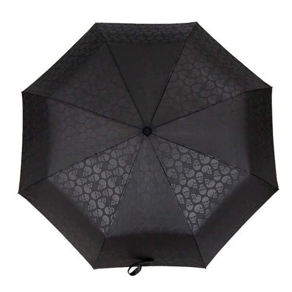 105CM 3 vikbart Creative Skull Håndtag Automatisk stort paraply black