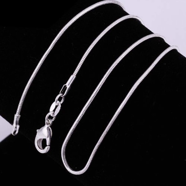 Fashion 925 Sterling Silver 1mm ormkedja halsband smycke kedja 24\" för män & kvinnor (30 tum)