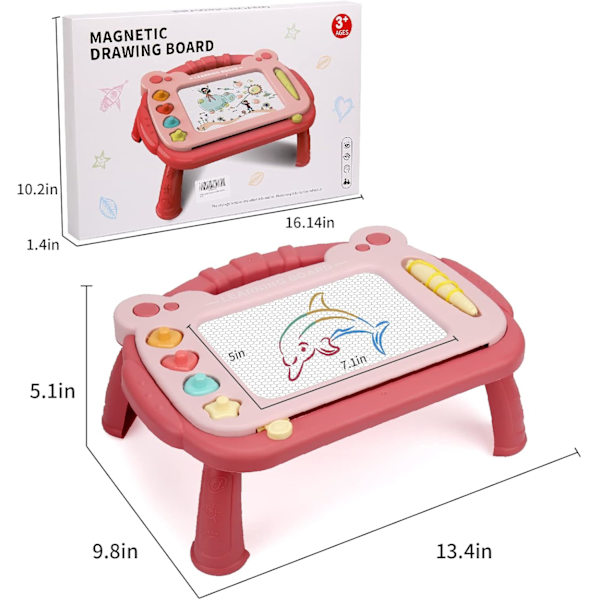 Magnetisk Tegnebræt, Skitse Doodle Bræt Pad Legetøj, Uddannelsesmæssige Læringslegetøj til Småbørn 1-3, Læringslegetøj til Baby Børn Drenge Piger (Rød) Pink and Red