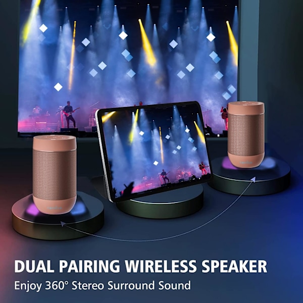 Bærbar Bluetooth-høyttaler, Vannbestandig høyttaler IP65, 5.3 Bluetooth, 360 HD-lyd, TWS Stereo-paring, Innebygd mikrofon, Støtter TF-kort, Ideell gave til tenåringer - Rosa Pink