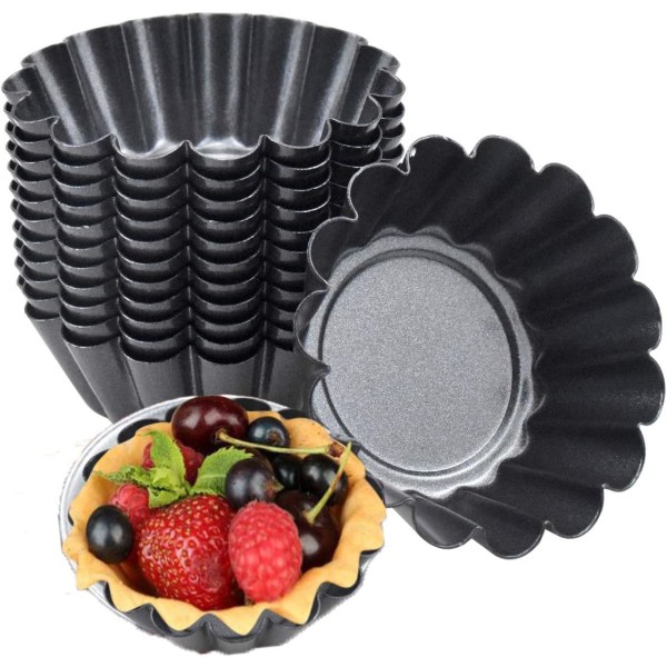 14 st äggformar, non-stick tårtformar, återanvändbara cupcake-formar, minikolstålsformar för pudding, bakning, muffins (7,5 x 2,3 cm)