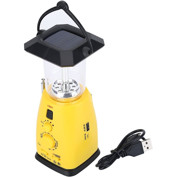 Solcellsdriven Nödradio, Multifunktionell Handvev Solcellsdriven Ficklampa Solcellsdriven LED-ficklampa