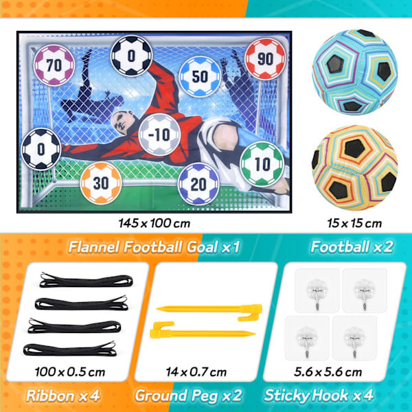 Fodboldsæt til børn, indendørs og udendørs, fodboldmål med velcrobolde, sammenklappelige flanelmål
