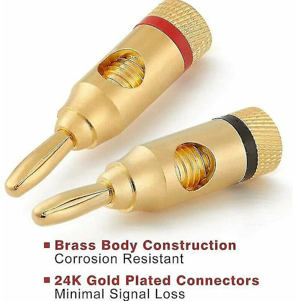 Banaani liittimet, Premium 24k kullattu Hifi kaiutinliitin, Kaiutinkaapeli, Kotiteatteri, Kaiutinkaapeli 12 kpl