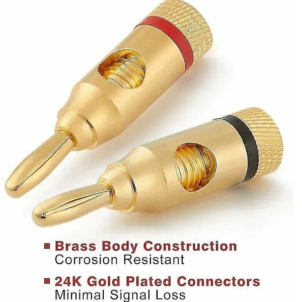 Banankontakter, Premium 24k Guldpläterad Hifi Högtalarkontakt, Högtalarkabel, Hemmabio, Högtalarkabel 12 st