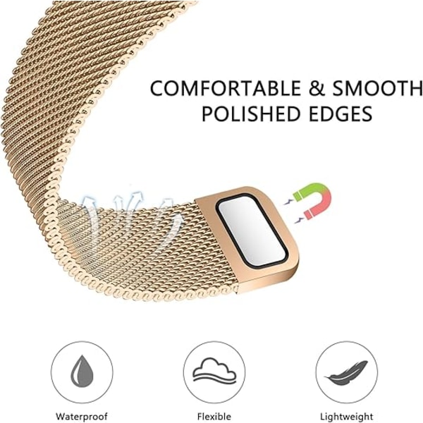 Rem för Apple Watch 41mm 40mm 38mm Dubbel Magnetisk Justerbar Ersättningsrem för iWatch Serie 9 8 SE 7 6 5 4 3 2 1 Rose Gold
