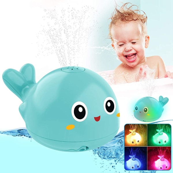Babybadelegetøj Vandlegetøj, Whale Spray Induktion Flydende badelegetøj med lys, poolbadelegetøj fra 1 år Baby Børn Småbørn Festgave