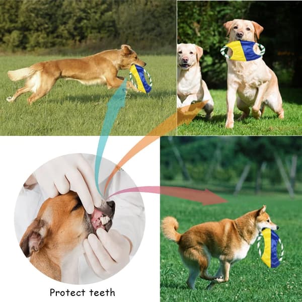 3-pack Hundfrisbee Flygande Diskar Rep Bomull Frisbee för Hundar