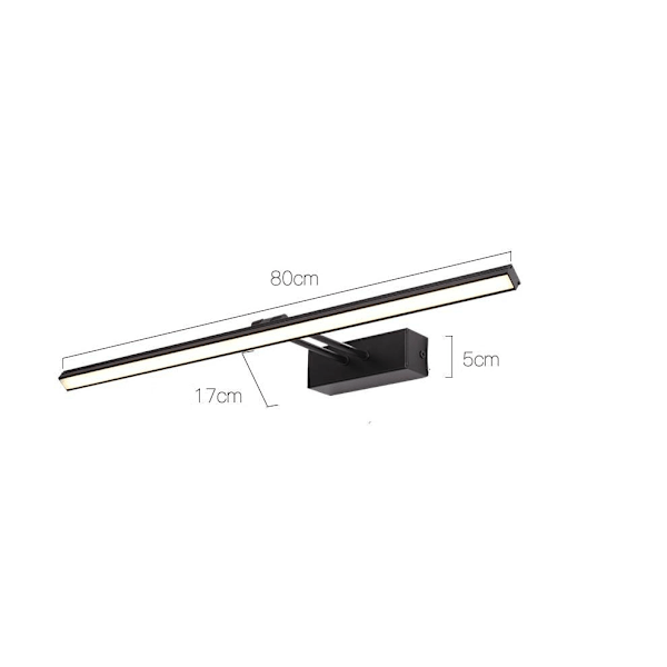 Badeværelsesspejl hovedlampe moderne minimalistisk LED spejllampe - sort, 50 cm, 10W, 1 stk - Perfekt