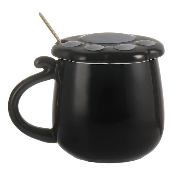 Søt keramisk kattekrus med søt katteklo-lokk, rustfritt stål skje, spesial tekoppsett 400ml/13.5oz