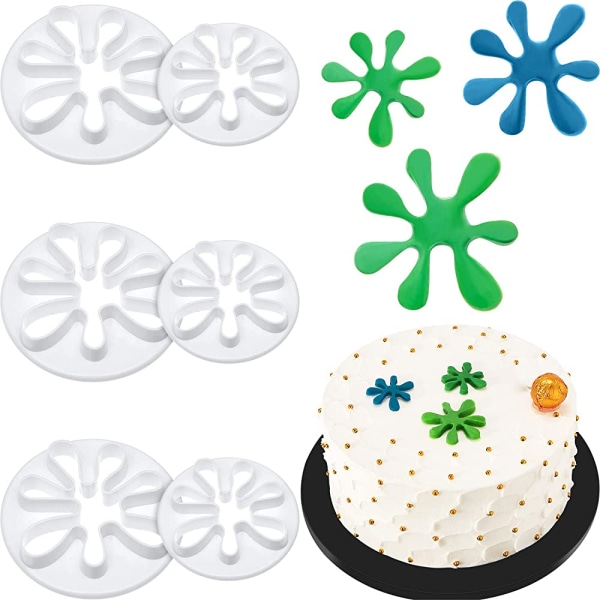 6 stykker maling kageform splatter fondant form til kage Cupcake dekoration Polymer Clay Crafting projekter
