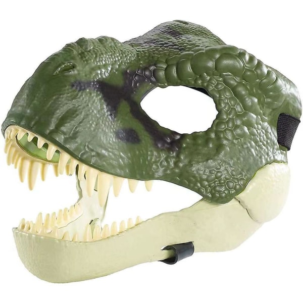 Dino-naamio liikkuva leuka, dinosaurusnaamio lapsille aikuinen, dinosauruksen pään kasvonaamio Halloween-cosplay-juhlapuvun rekvisiitta