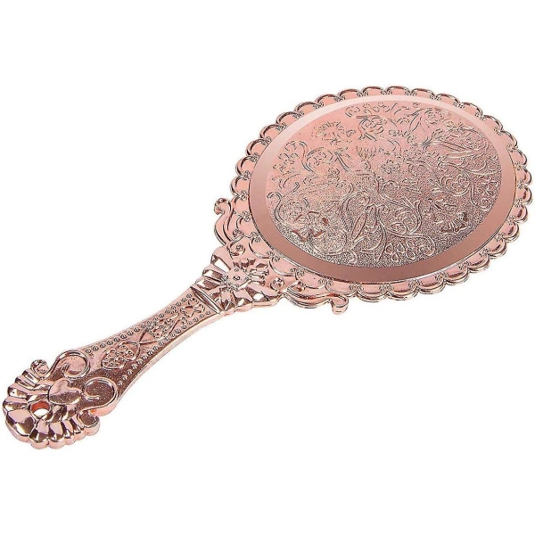 Käsipeili Vintage Kädessä pidettävä peili kahvalla Meikkipeili Matkapeili (ovaali, ruusukulta)