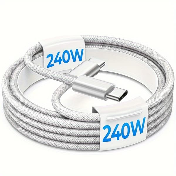 240W superhurtig opladning, understøtter PD, højhastighedsdataoverførsel, opnår højeffektsopladning TYPE C til TYPE C interface datakabel 【white】 2m=6.6ft=78.7inch
