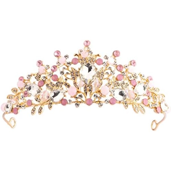 Prinsessatiaarat tytöille, kristalli Tiara Pearl Princess Crown -pääpanta, prinsessa Tiara -pääpanta syntymäpäivään, juhlaan, lomaan, pukujuhliin (A)