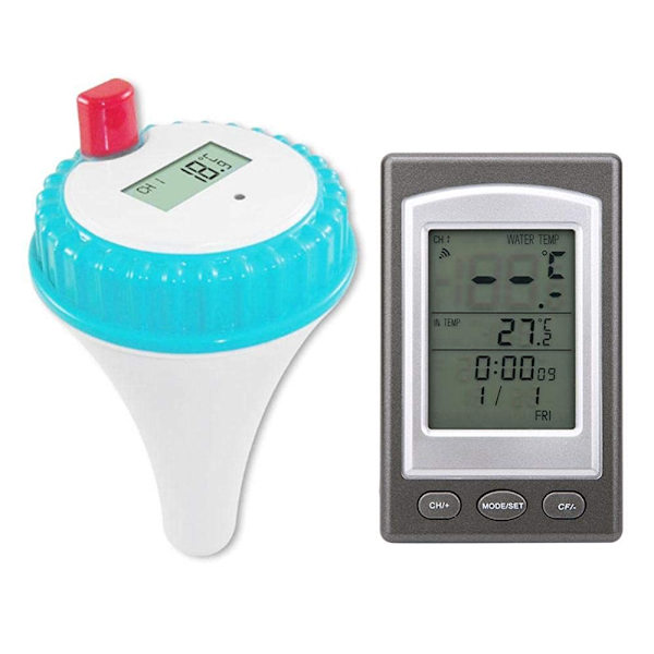 Trådløs digitalt bassengtermometer med LCD-mottaker for visning av vanntemperatur