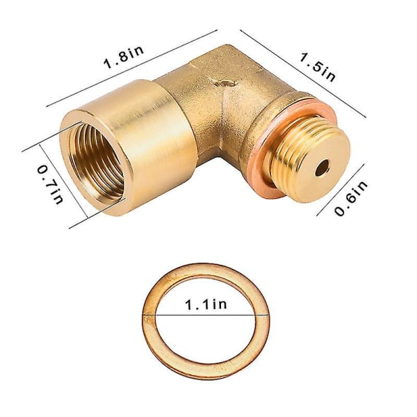 M18 X 1.5 O2 Oksygensensor Forlenger Spacer 90 Graders 02 Bung Forlengelse