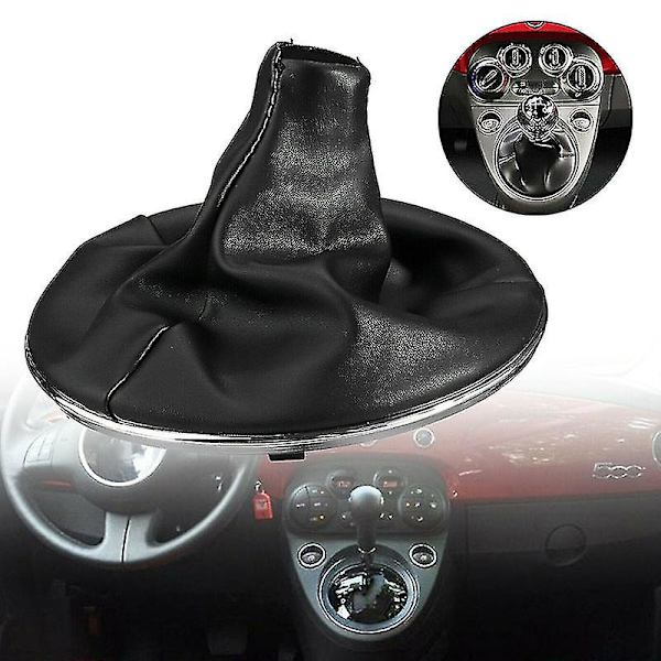 Gear Stick Shift Knob Gaiter Boot Cover Læder W/ Ramme Passer Til Fiat 500c 07-15