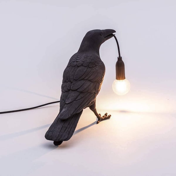 Kråkebordlampe, 30 cm, E12, moderne lamper for soverom nattbord stueinnredning, 220V (svart bordlampe, pære ikke inkludert)