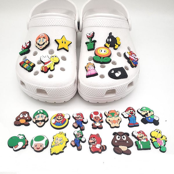 27 stk Super Mario Bros sko charms, Croc Clog sko dekorasjoner for barn og voksne