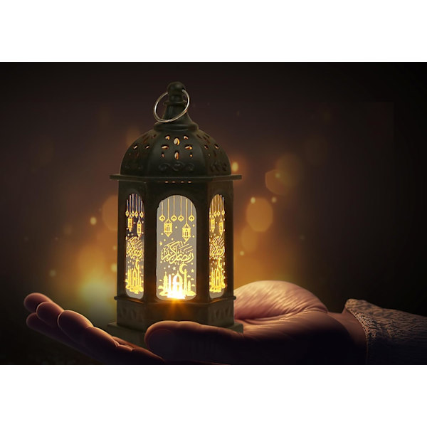 2 stycken Ramadan-lyktor Dekoration 5,2\" Höjd Retro Hängande lampa Eid Mubarak Flammlös