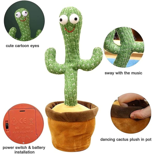 Wriggle Dancing Cactus Plysjleker Sang og dans Kaktus Grønn Smilende kaktus Veldig morsom Si
