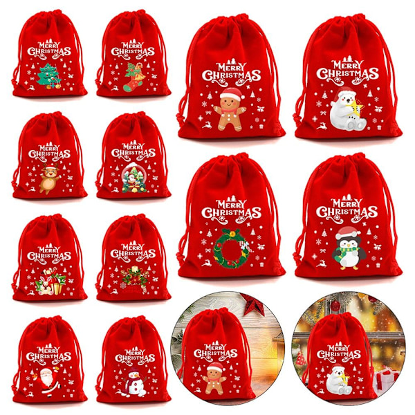 5/10 stk Julefløyelsposer Godteri Snacks Gavepose 10X16CM10PCS 10x16cm 10 pcs 10x16cm10pcs