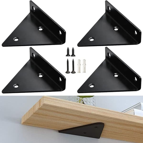 4 st. - Hyllkonsoler 10*8 cm Väggmonterad flytande fäste Dold metall triangulär med skruvar osynlig för vardagsrum, badrum och sovrum_yu