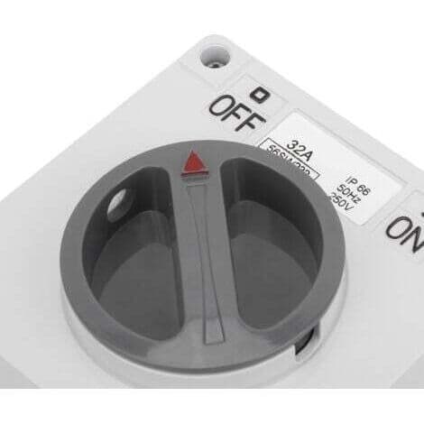 IP66 Waterproof 2P 32A Main Switch – Rotary On/Off Switch with Indicator Light 250V – For Industrial and Outdoor Installations
