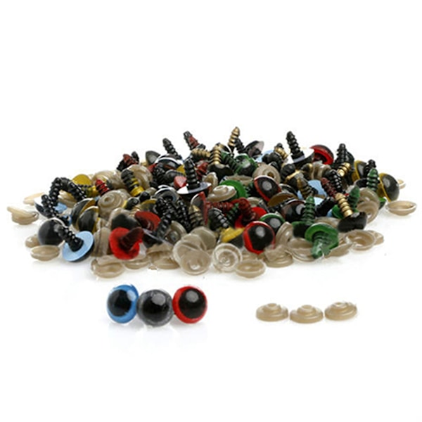 Haloppe 100 stk. 8-20 mm Plastik Sikkerhedsøjne til Teddybjørn Dukke Dyr Dukke Håndværk DIY Db Blandet Farve Mixed Color 8mm