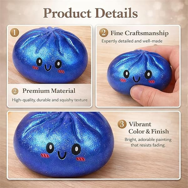 Glitter Dumpling, Glitter Dumpling Squishy med eske, Dumplings Sensorisk Klemmeleke for Stresslindring Green+Red