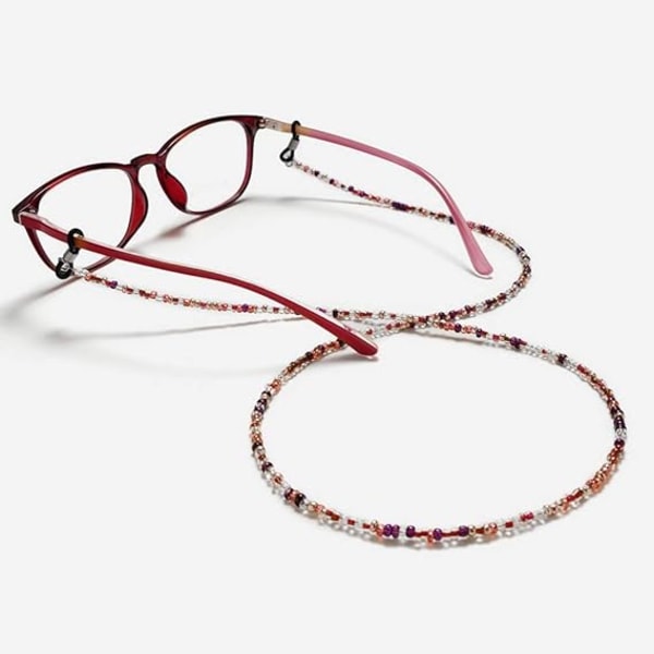 Glasögonkedja med pärlor (sköldpaddsskalsfärg), glasögonkedjehållare