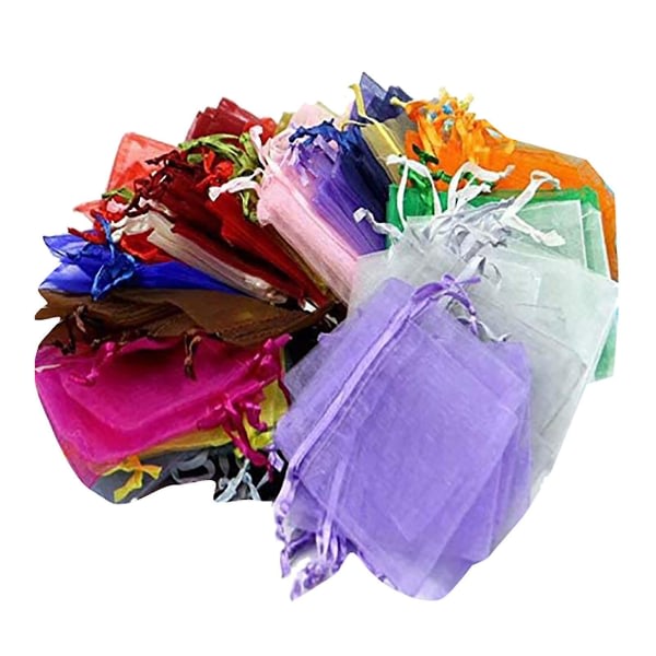 100 bags Pochettes Cadeau En Organza Avec Rubans Pour Bijoux 7x9cm