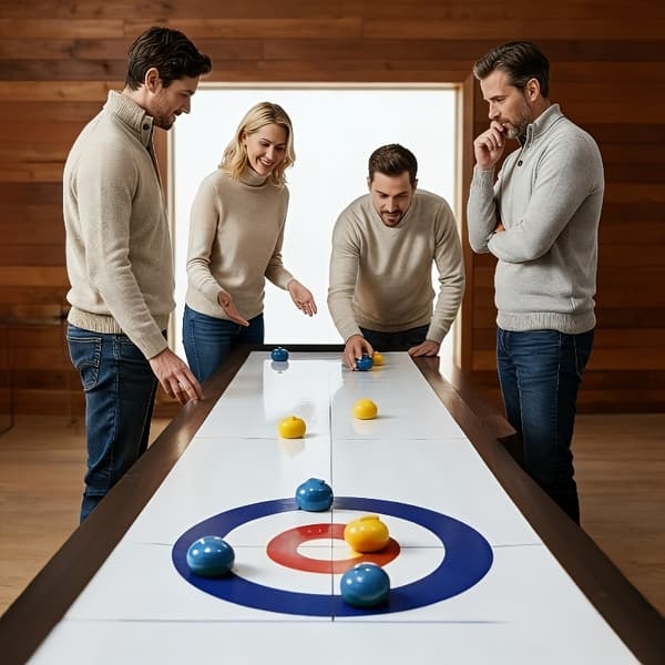 Mini Bordcurlingspil med 8 Sten Desktop Curling Game